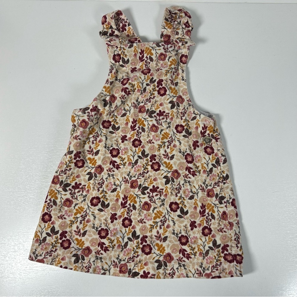 Cynthia Rowley Girls Corduroy Overall Dress Flower All Over Print Size 4 Age 3-4